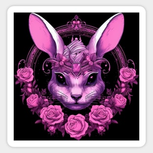 Pink Rabbit With Roses Sticker